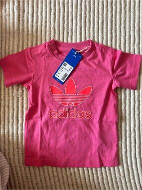 adidas Kids Hot Pink Trefoil Logo Short Sleeve Tee